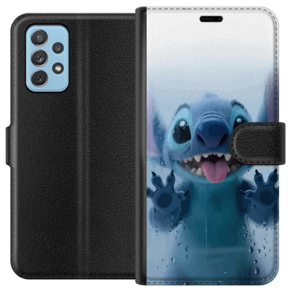 Samsung Galaxy A72 5G Tegnebogsetui Stitch ved et vindue i sød stil