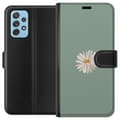 Miniatyrbilde 1 av 3: Samsung Galaxy A72 5G Lommeboketui Grønn Minimalblomst - stilren blomst på grønn bakgrunn