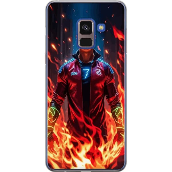 Samsung Galaxy A8 (2018) Gennemsigtig cover Ronaldo Inferno - fodboldhelt i flammer
