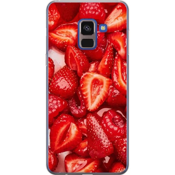 Samsung Galaxy A8 (2018) Gennemsigtig cover Jordbærmønster - sødt motiv med sommerstemning