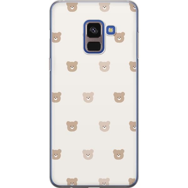 Samsung Galaxy A8 (2018) Genomskinligt Skal Teddy Background – gulliga nallar mot mjuk bakgrund