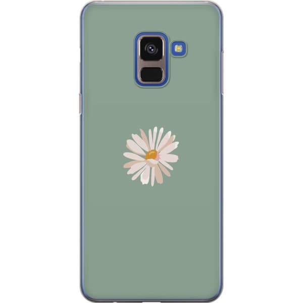 Samsung Galaxy A8 (2018) Gennemsigtig cover Grøn Minimalblomst - stilfuld blomst på grøn baggrund