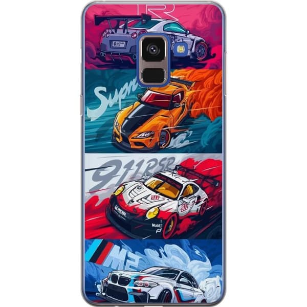 Samsung Galaxy A8 (2018) Gennemsigtig cover Hurtige Biler - Tegnet Mønster med Action