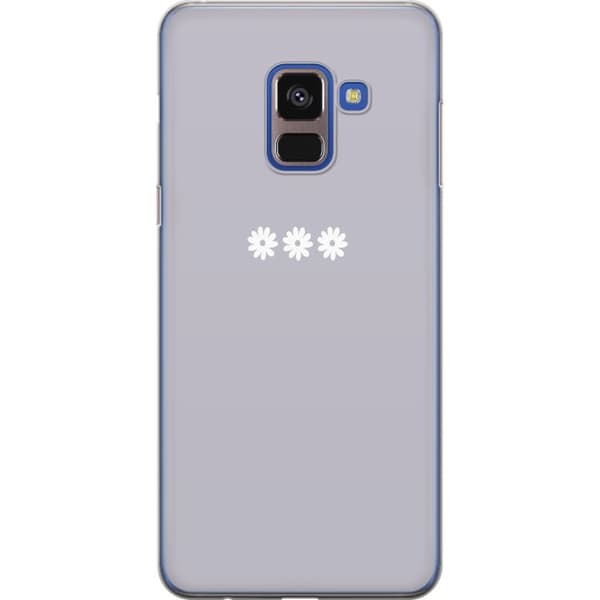 Samsung Galaxy A8 (2018) Gennemsigtig cover Lilla Blomminimalisme - stilfuldt blomstermotiv på lilla baggrund