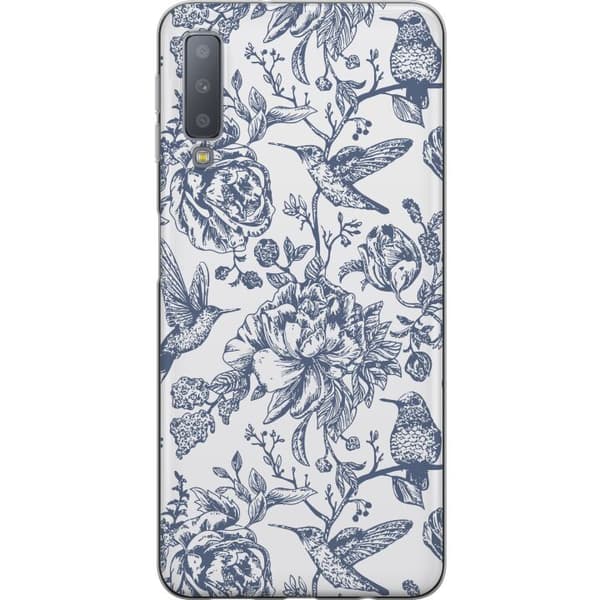 Samsung Galaxy A7 (2018) Läpinäkyvä kuori Kukat & Linnut - Romanttinen Vintage-tyylinen Kuviointi