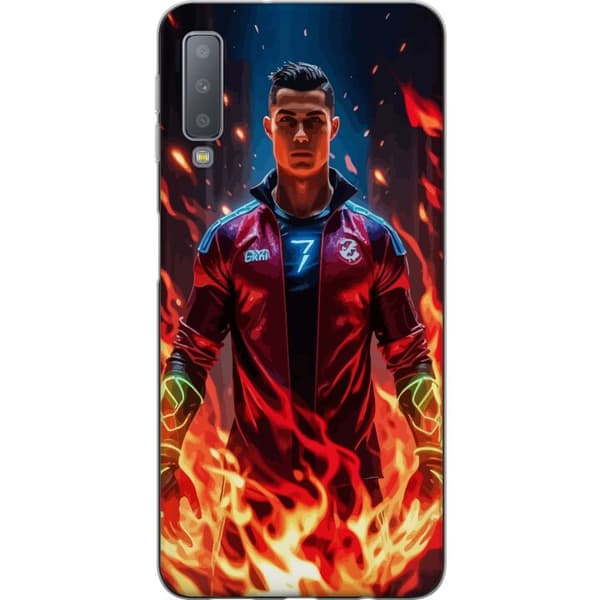 Samsung Galaxy A7 (2018) Läpinäkyvä kuori Ronaldo Inferno - jalkapallolegenda liekeissä