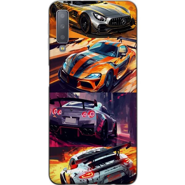 Samsung Galaxy A7 (2018) Läpinäkyvä kuori Ralli kuume - vauhdikas teema ralliautoilla