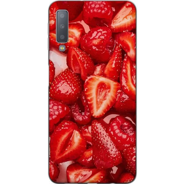 Samsung Galaxy A7 (2018) Läpinäkyvä kuori Mansikkakuviointi - makea motiivi kesäfiiliksellä
