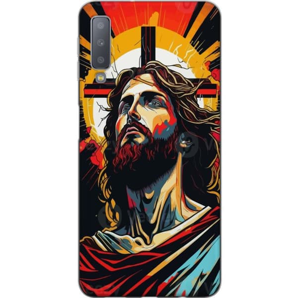 Samsung Galaxy A7 (2018) Läpinäkyvä kuori Jeesus ja Kortti - uskonnollinen motiivi syvällä symboliikalla