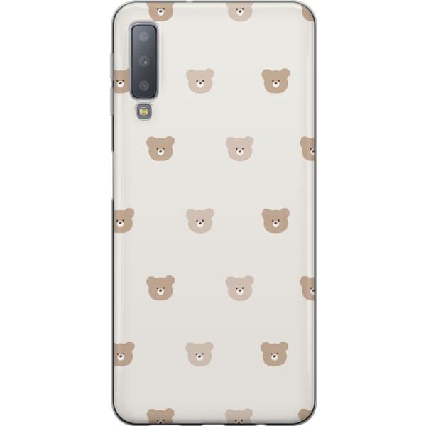 Samsung Galaxy A7 (2018) Läpinäkyvä kuori Teddy-tausta - söpöt teddykarhut pehmeällä taustalla