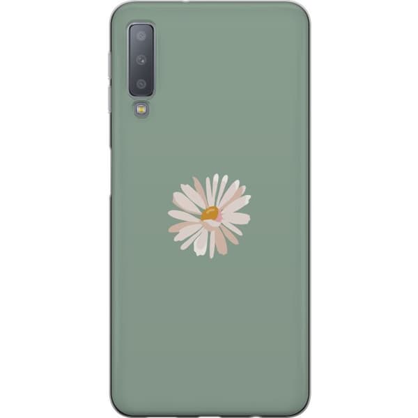 Samsung Galaxy A7 (2018) Läpinäkyvä kuori Vihreä Minimalikukka - tyylikäs kukka vihreällä taustalla