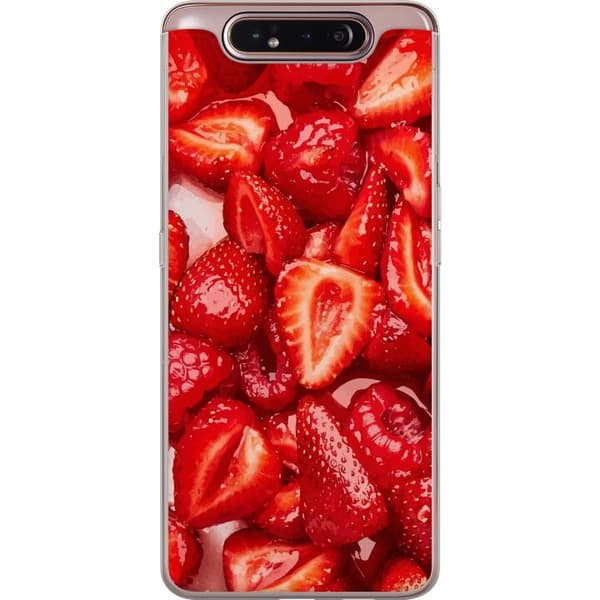 Samsung Galaxy A80 Läpinäkyvä kuori Mansikkakuviointi - makea motiivi kesäfiiliksellä