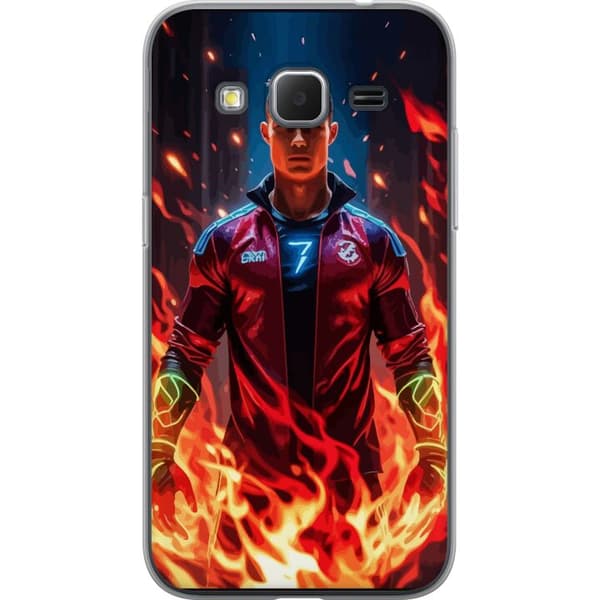 Samsung Galaxy Core Prime Läpinäkyvä kuori Ronaldo Inferno - jalkapallolegenda liekeissä