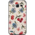 Miniatyrbillede 1 af 3: Samsung Galaxy Core Prime Gennemsigtig cover Bær & Blomster - mønster med blå blomster og skovbær