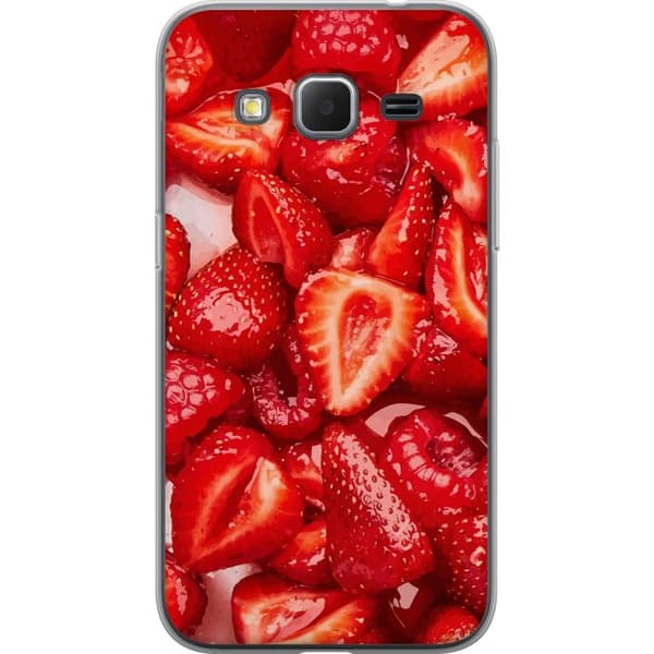 Samsung Galaxy Core Prime Läpinäkyvä kuori Mansikkakuviointi - makea motiivi kesäfiiliksellä