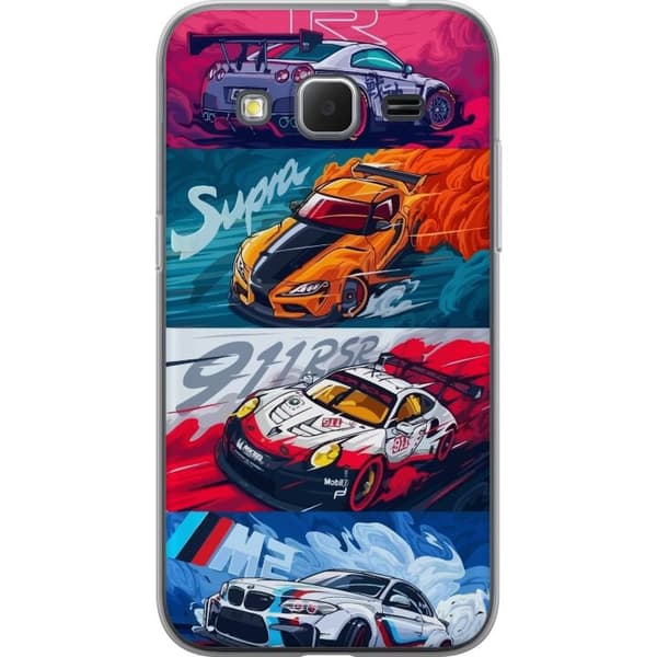 Samsung Galaxy Core Prime Gennemsigtig cover Hurtige Biler - Tegnet Mønster med Action