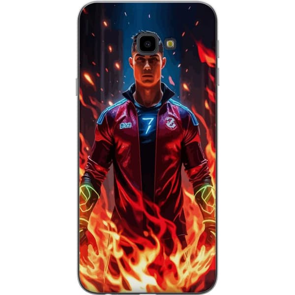 Samsung Galaxy J4+ Genomskinligt Skal Ronaldo Inferno – fotbollshjälte i eldflammor