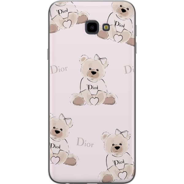 Samsung Galaxy J4+ Genomskinligt Skal Teddy Dior Vibes – lyxig nalle i fashionstil