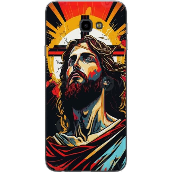 Samsung Galaxy J4+ Genomskinligt Skal Jesus & Kort – religiöst motiv med djup symbolik