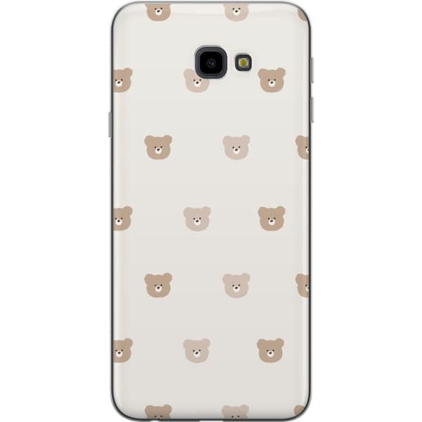 Samsung Galaxy J4+ Genomskinligt Skal Teddy Background – gulliga nallar mot mjuk bakgrund
