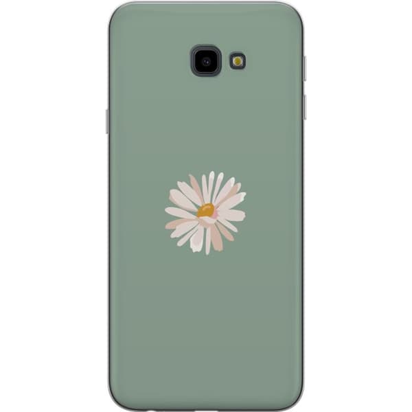 Samsung Galaxy J4+ Gennemsigtig cover Grøn Minimalblomst - stilfuld blomst på grøn baggrund