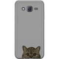 Miniatyrbild 1 av 3: Samsung Galaxy J5 Genomskinligt Skal Grå Kattblick – stilren kattdesign med grå bakgrund
