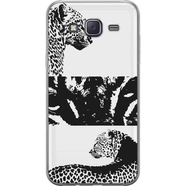 Samsung Galaxy J5 Genomskinligt Skal Leopard Faces – trendigt mönster med leopardansikten