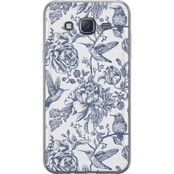 Samsung Galaxy J5 Genomskinligt Skal Blomster & Fåglar – romantiskt mönster i vintage-stil
