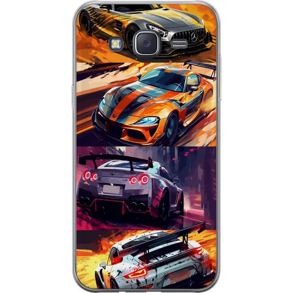 Samsung Galaxy J5 Genomskinligt Skal Rally Fever – fartfyllt motiv med rallybilar