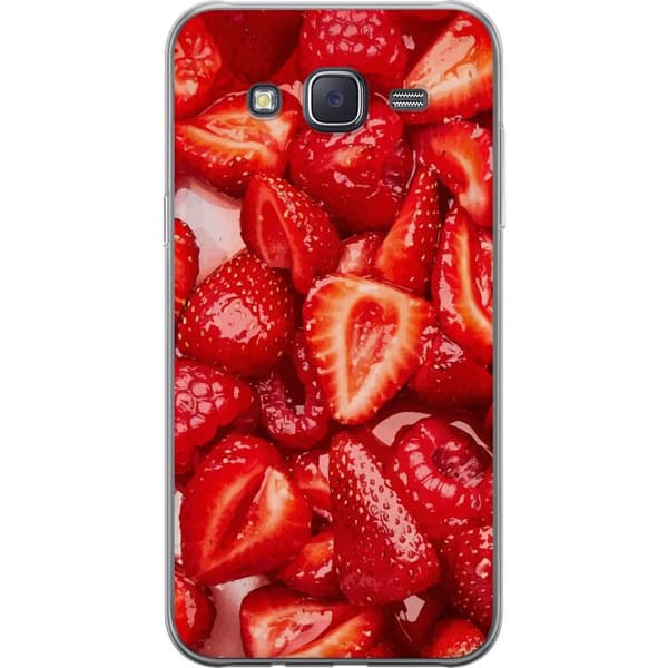 Samsung Galaxy J5 Genomskinligt Skal Jordgubbsmönster – sött motiv med sommarkänsla