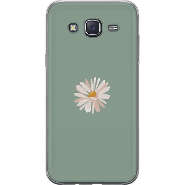 Samsung Galaxy J5 Genomskinligt Skal Grön Minimalblomma – stilren blomma på grön bakgrund
