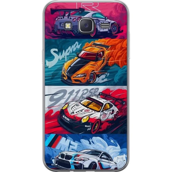 Samsung Galaxy J5 Gennemsigtig cover Hurtige Biler - Tegnet Mønster med Action