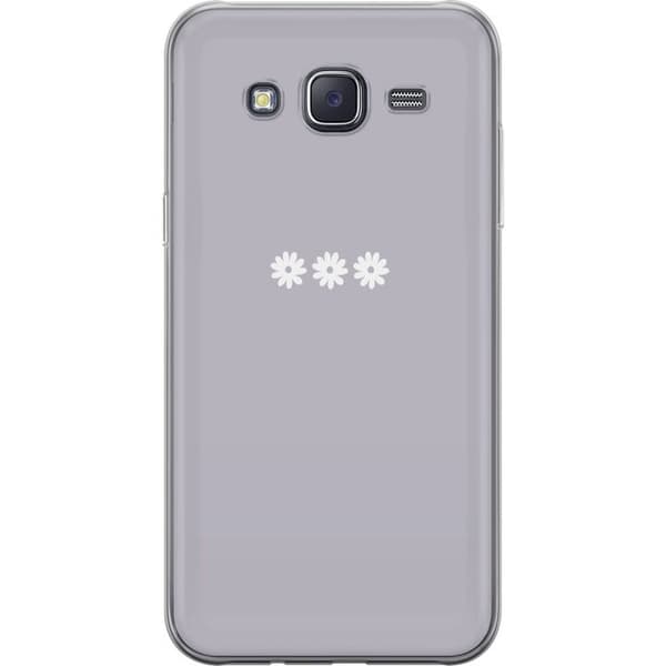 Samsung Galaxy J5 Genomskinligt Skal Lila Blomminimalism – stilrent blommotiv på lila bakgrund