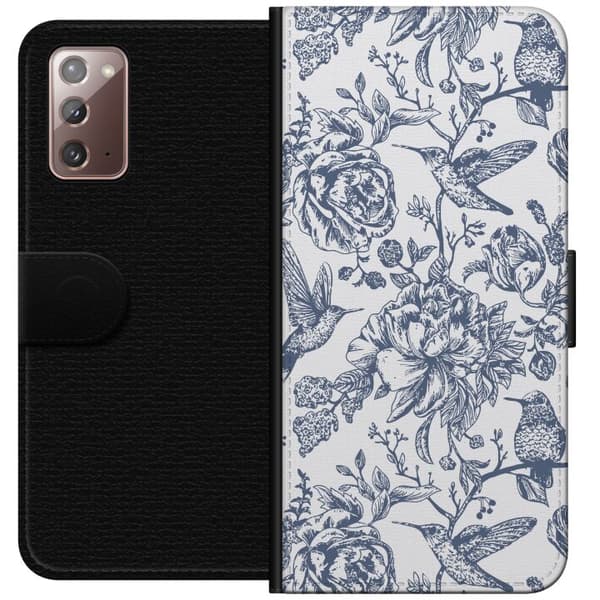 Samsung Galaxy Note20 Lompakkokotelo Kukat & Linnut - Romanttinen Vintage-tyylinen Kuviointi