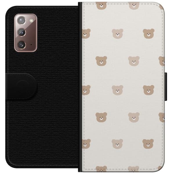 Samsung Galaxy Note20 Lompakkokotelo Teddy-tausta - söpöt teddykarhut pehmeällä taustalla