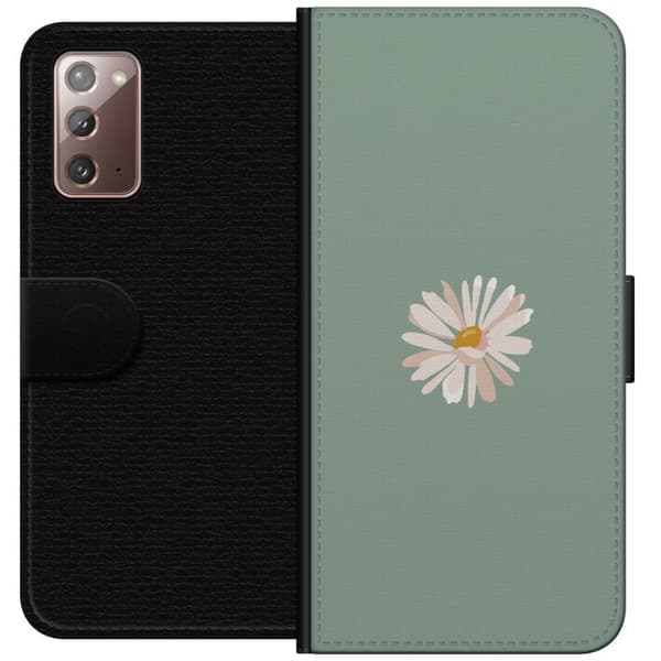 Samsung Galaxy Note20 Tegnebogsetui Grøn Minimalblomst - stilfuld blomst på grøn baggrund