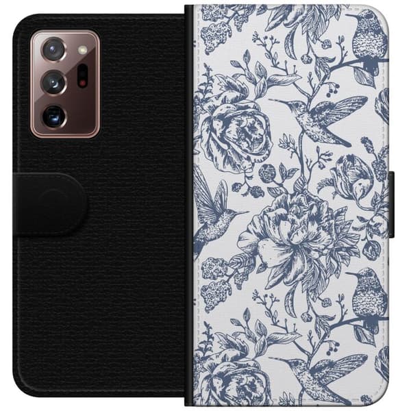 Samsung Galaxy Note20 Ultra Lompakkokotelo Kukat & Linnut - Romanttinen Vintage-tyylinen Kuviointi