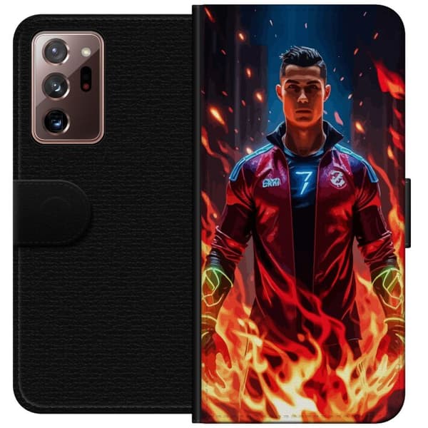 Samsung Galaxy Note20 Ultra Lompakkokotelo Ronaldo Inferno - jalkapallolegenda liekeissä