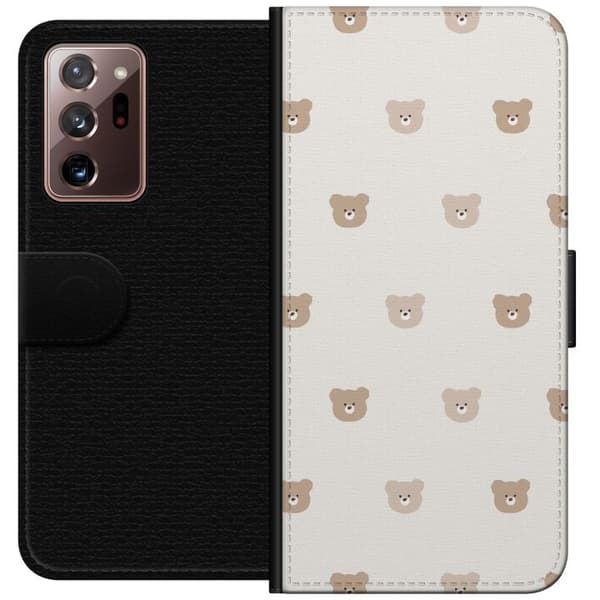 Samsung Galaxy Note20 Ultra Lompakkokotelo Teddy-tausta - söpöt teddykarhut pehmeällä taustalla