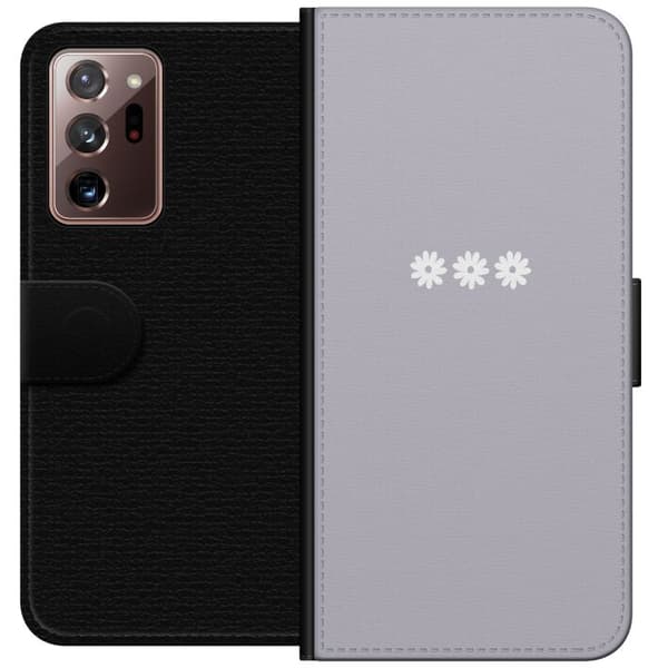 Samsung Galaxy Note20 Ultra Tegnebogsetui Lilla Blomminimalisme - stilfuldt blomstermotiv på lilla baggrund