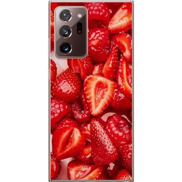 Samsung Galaxy Note20 Ultra Genomskinligt Skal Jordgubbsmönster – sött motiv med sommarkänsla