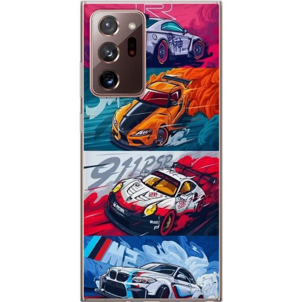 Samsung Galaxy Note20 Ultra Läpinäkyvä kuori Nopeat Autot - Piirretty Kuvio Toiminnalla