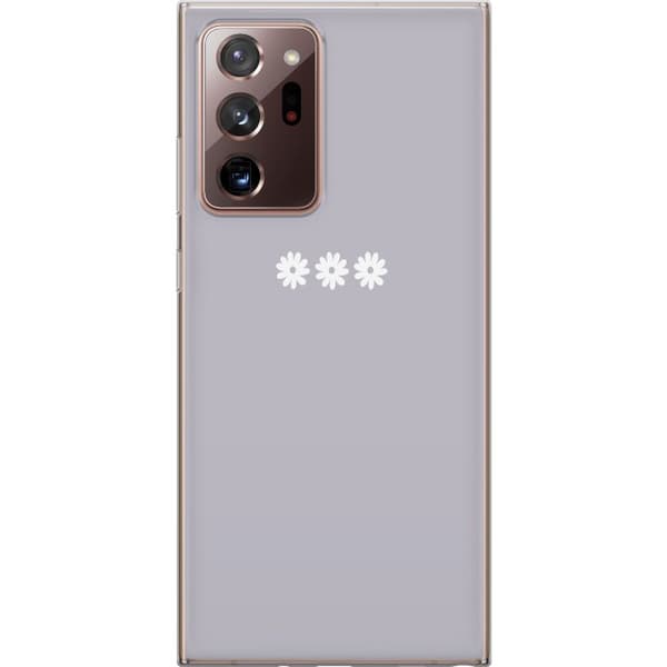 Samsung Galaxy Note20 Ultra Genomskinligt Skal Lila Blomminimalism – stilrent blommotiv på lila bakgrund