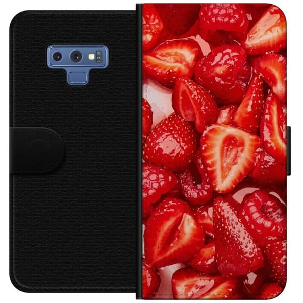 Samsung Galaxy Note9 Plånboksfodral Jordgubbsmönster – sött motiv med sommarkänsla