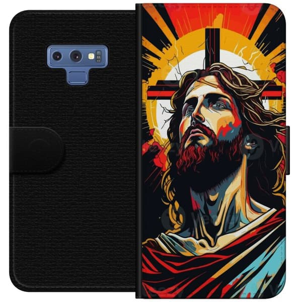 Samsung Galaxy Note9 Plånboksfodral Jesus & Kort – religiöst motiv med djup symbolik