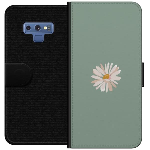 Samsung Galaxy Note9 Tegnebogsetui Grøn Minimalblomst - stilfuld blomst på grøn baggrund