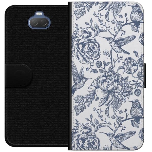 Sony Xperia 10 Plånboksfodral Blomster & Fåglar – romantiskt mönster i vintage-stil