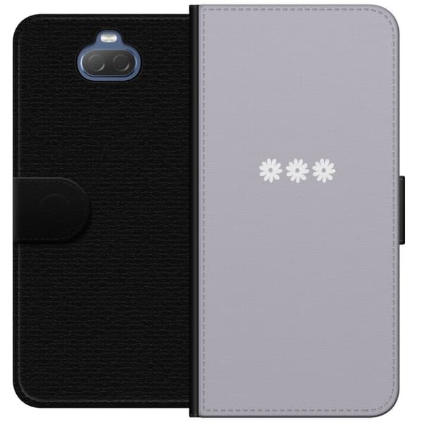 Sony Xperia 10 Lommeboketui Lilla Blomminimalisme - stilig blomstermotiv på lilla bakgrunn