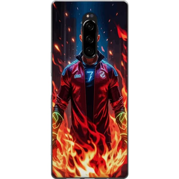 Sony Xperia 1 Läpinäkyvä kuori Ronaldo Inferno - jalkapallolegenda liekeissä