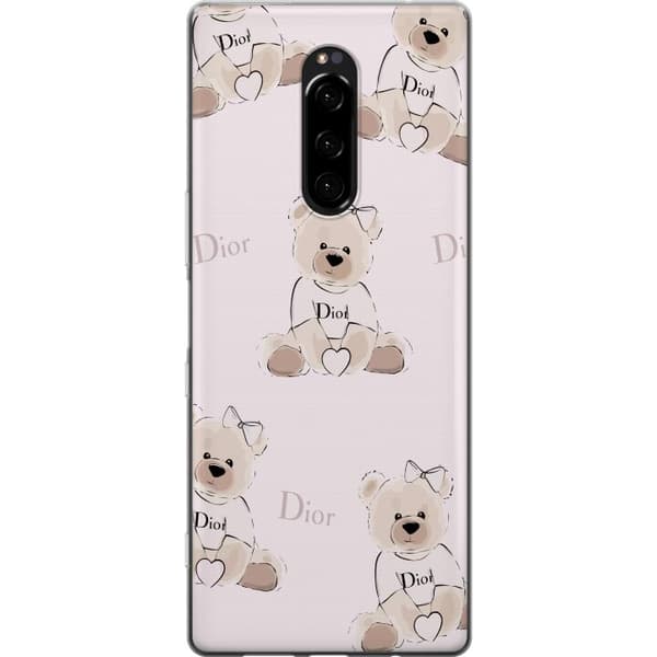 Sony Xperia 1 Gennemsigtig cover Teddy Dior Vibes - luksuriøs bamse i modetil
